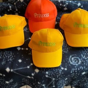 NWOT Yellow (3) and Orange (1) Princess Baseball caps size Small